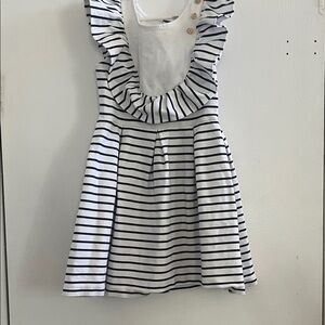 Janie and Jack Striped blue and white Ruffle Kids Dress Sz 10